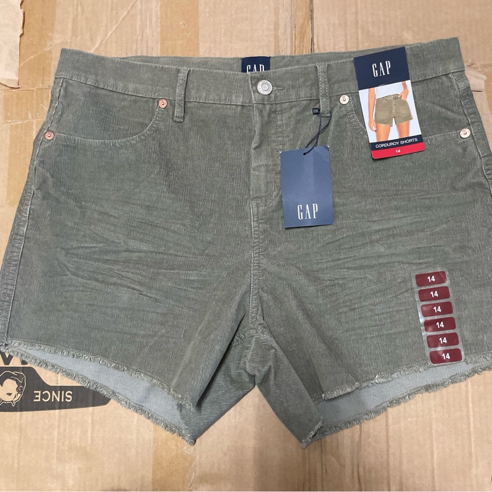 GAP Greyish Green (vetiver color) Jean Shorts with Frayed Hem